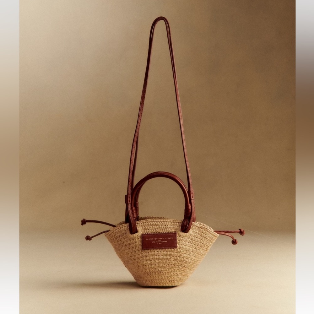 Sezane Justine Mini Basket Bag Natural Raffia - Size TU